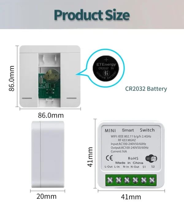 Tuya WiFi Smart Light Switch Smart Home Wireless RF 433mhz Push Button Wall Switch Via Alexa Google Home Alice Smart Life App