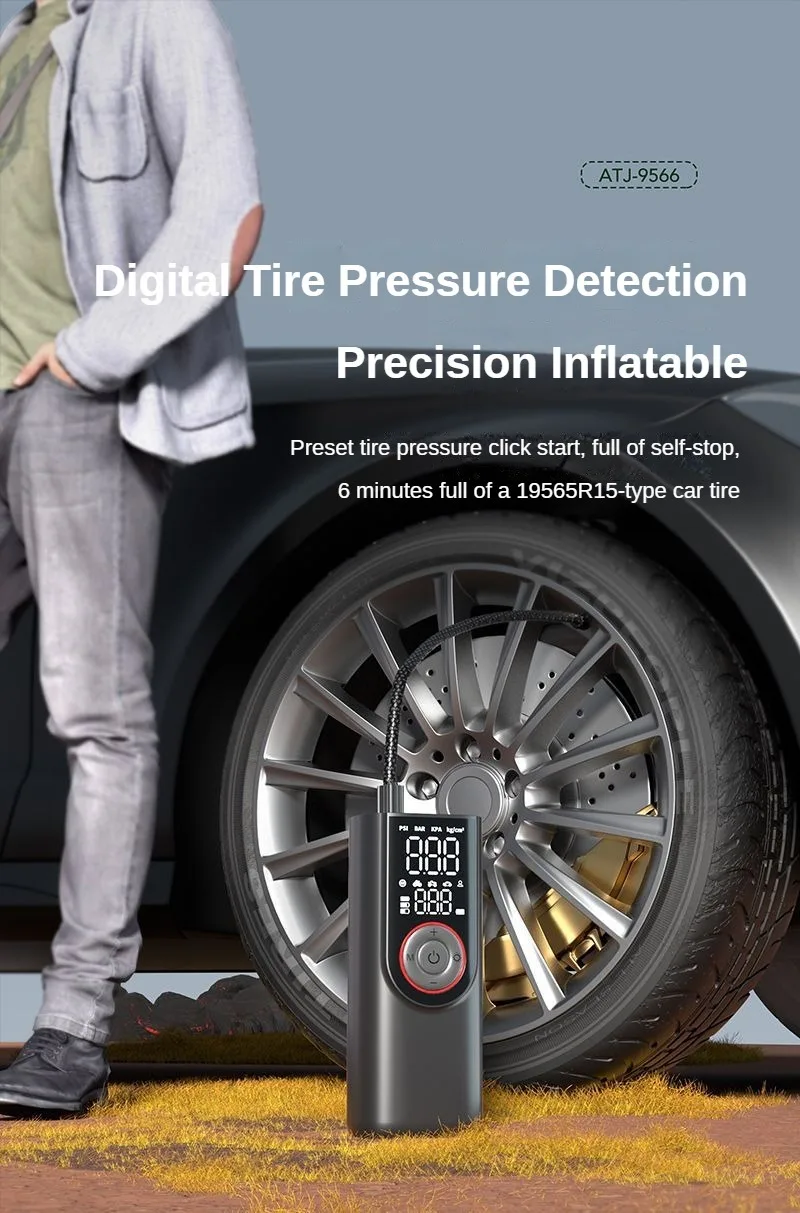 Wireless Tire Inflator Pump 6000mAh Electric Portable Car Air Compressor Fast Inflate Air Pump for Moto Bike Car Tyre Balls