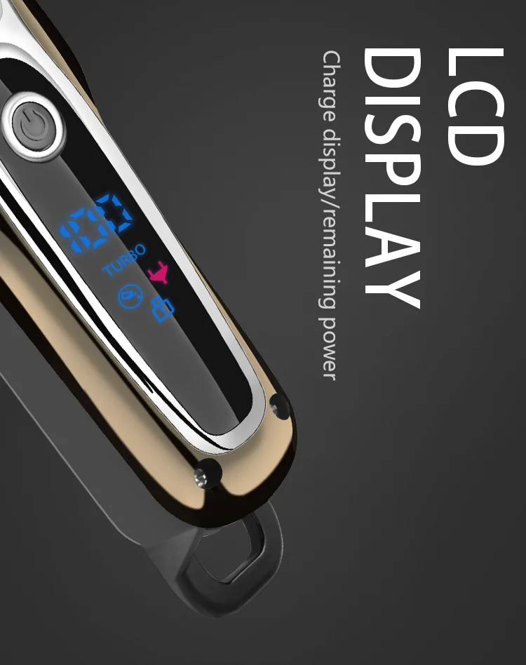 Kemei Professional Hair Clipper Rechargeable Trimmer Men Electric Cutter Hair Cutting Machine LCD Cordless Beard Trimmer KM-1990