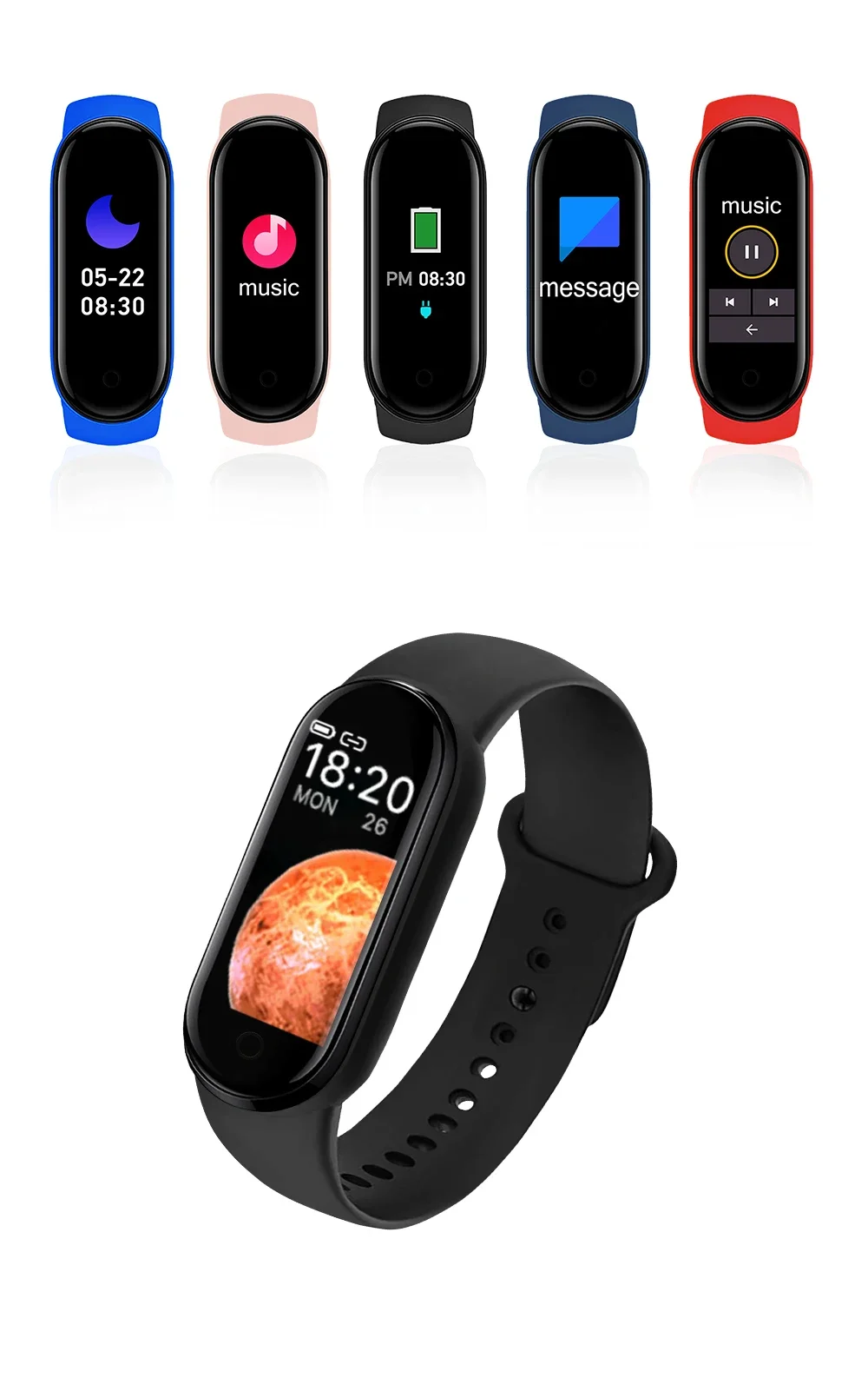 M7 Smart Band Watch Silicone Heart Rate Smart Band Varied Dials Fitness Tracker Blood Pressure Sport Bracelet For Mi Band 7