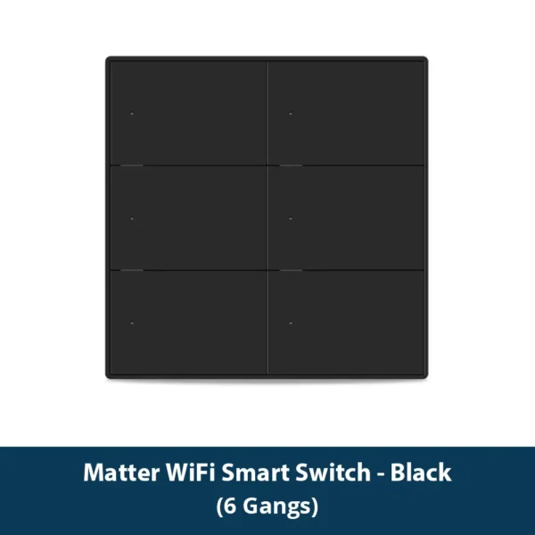 Zemismart Matter WiFi 1 2 3 4 6 Gangs Smart Wall Light Switch Neutral Required with Big Button SmartThings App Homekit Control