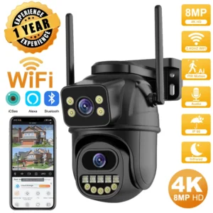 Sa503178ce71448f8908f55579d0002fcv-2.webp 4K 8MP HD Wifi PTZ Camera Outdoor 4MP Dual Lens Dual Screen AI Auto Tracking IP Camera CCTV Audio Video Surveillance P2P iCSee