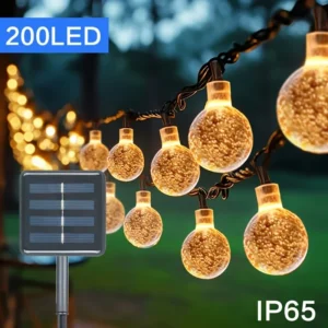 Sa53d7e89dc4f44e789bb12c2517f8c4da.webp 1pack 20/100/200 LED Crystal Globe Solar String Lights, Solar Outdoor Lights, With 8 Lighting Modes, Halloween Decorations Light