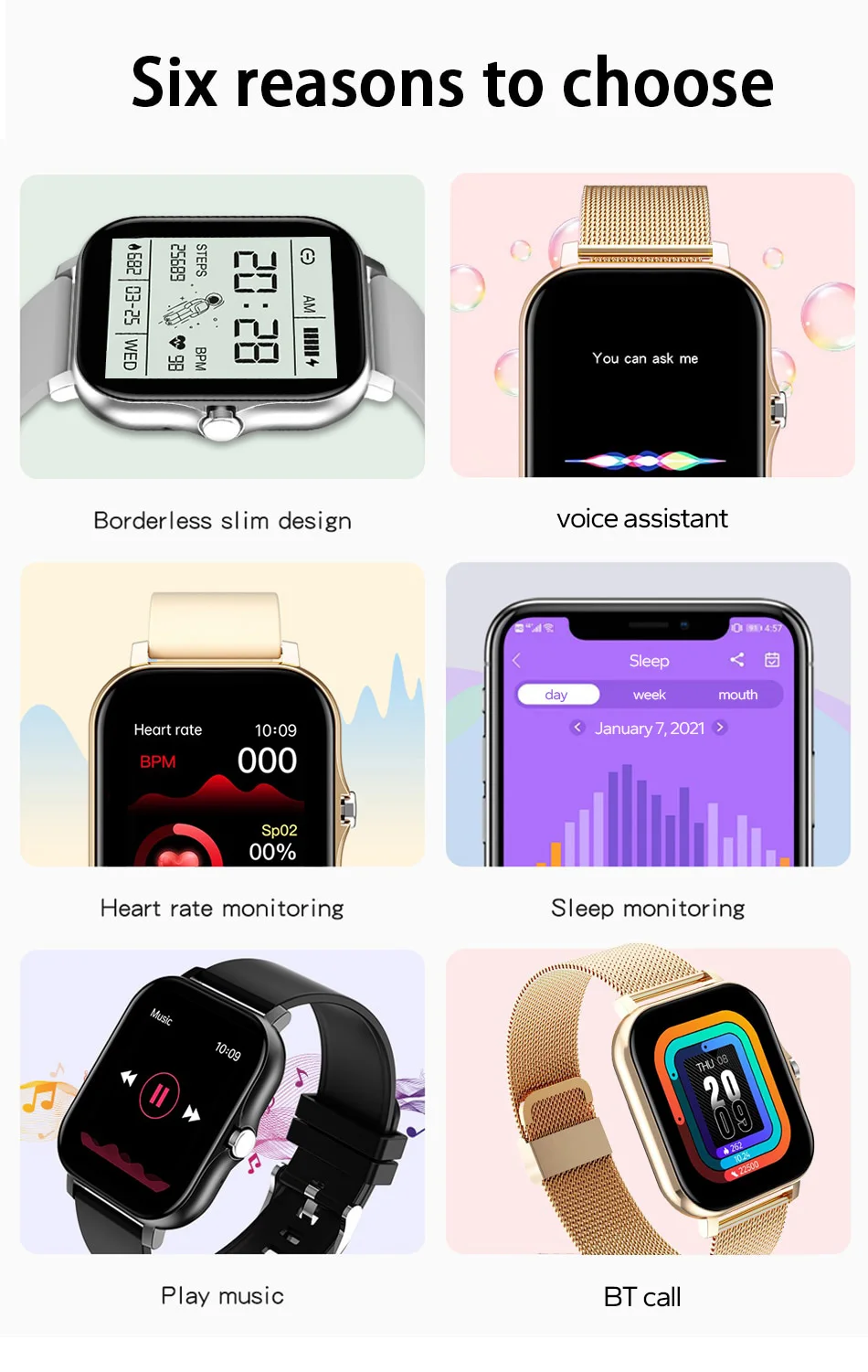Smart Watch Android Phone 1.44'' Inch Color Screen Bluetooth Call Blood Oxygen/Pressure Monitoring Smart Watch Women Men