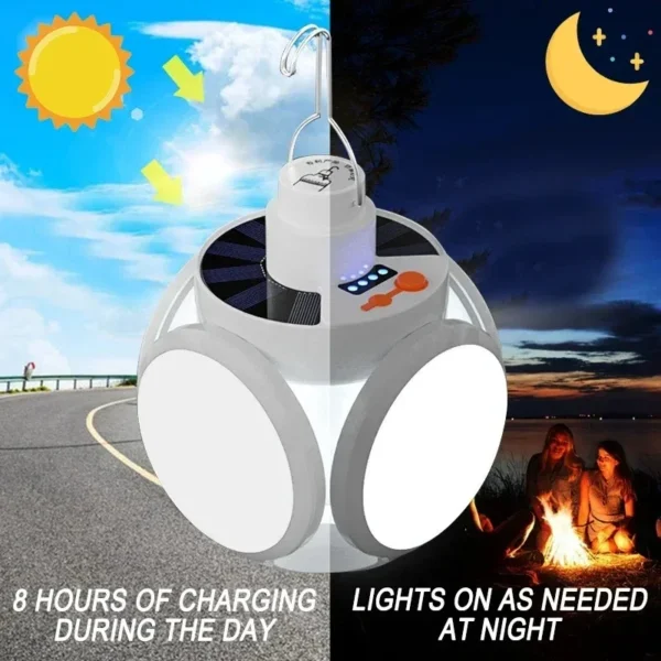 Folding Solar Camping Lantern Led Rechargeable Outdoor Hanging Tent Lamp Solar/USB Portable LED Bulbs With Hook Emergency Lights