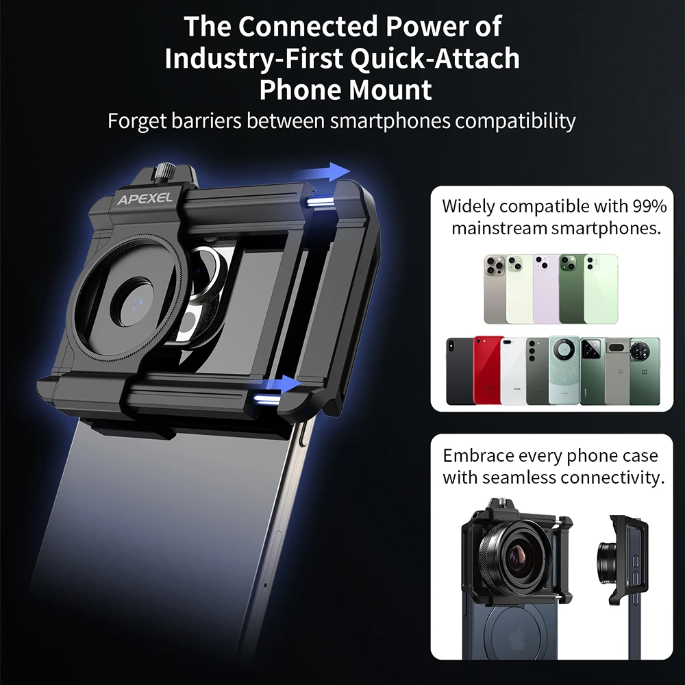 APEXEL 10-20X Zoom Macro Lens  HD Micro Phone Camera Lenses Support Eye Macro Photography for iPhone Samsung all Smartphones