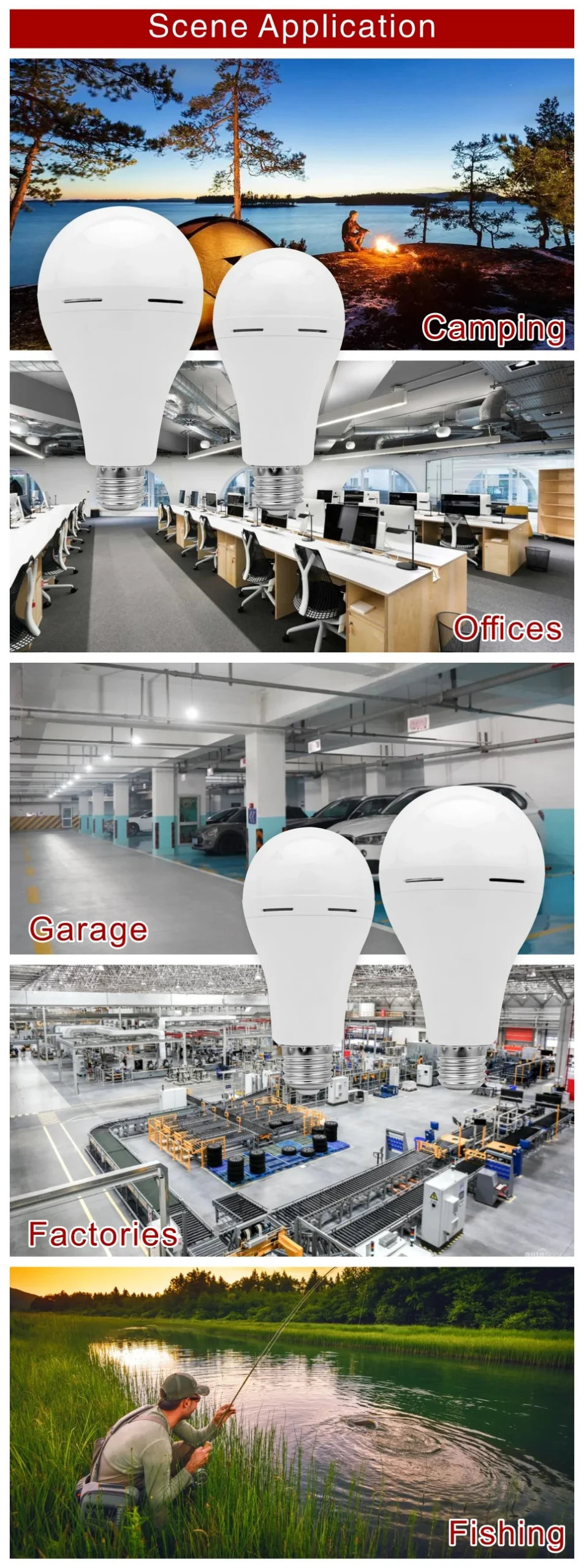 LED Rechargeable Light Bulb 7w 9w 12w 15w 1200mAh 85-265V Emergency Bulb for Home Power Failure Camping Tent Porch Garden Lamp