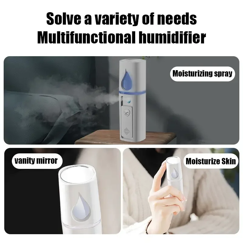 Facial Nano Mist Sprayer Mini Portable Facial Steamer Rechargeable Handy Face Humidifier Face Moisturizing Skin Care Machine