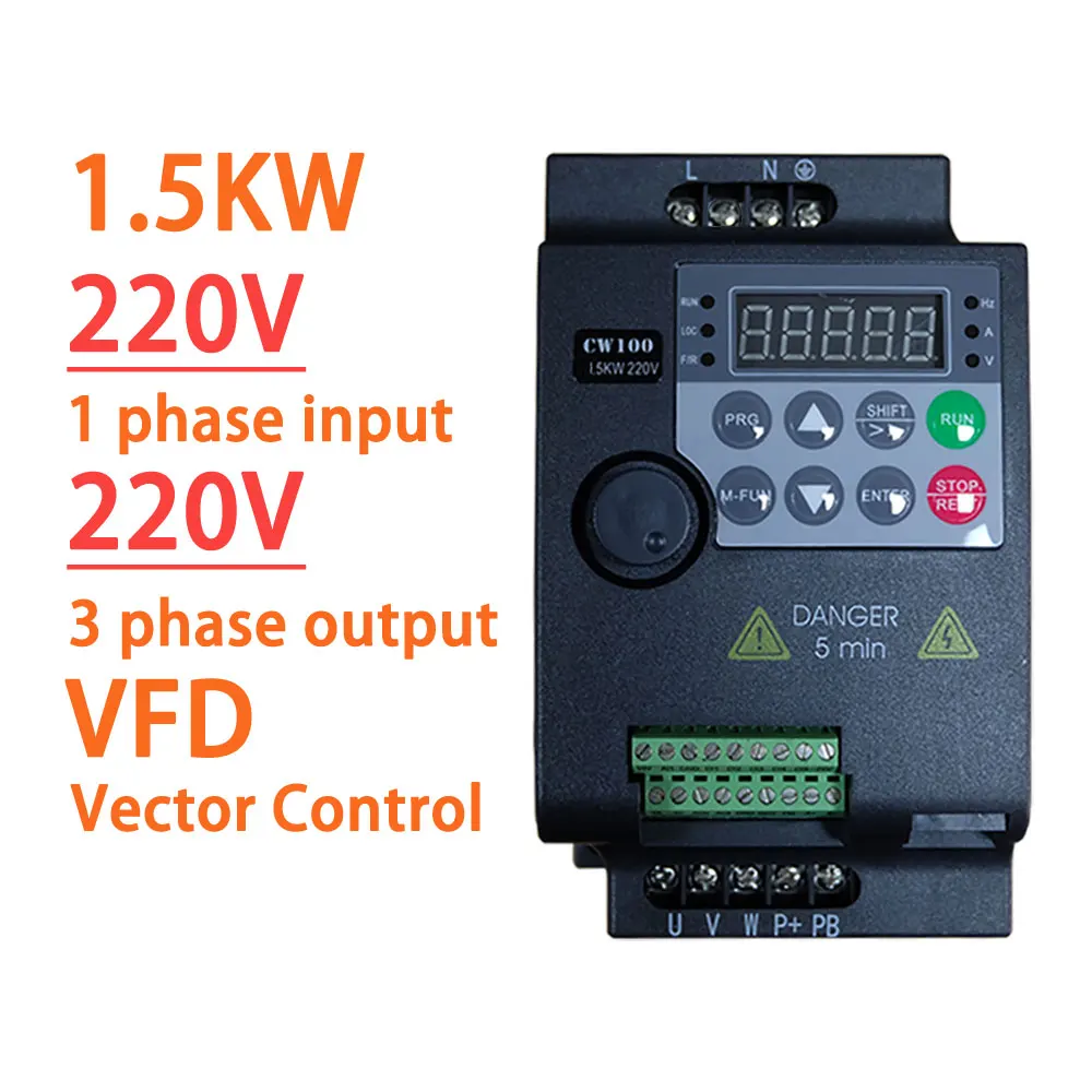 Input 220V to Output 380V VFD Variable Frequency Drive Converter Inverter 0.75/1.5/2.2/3.7/4/5.5 KW Motor Speed Controller