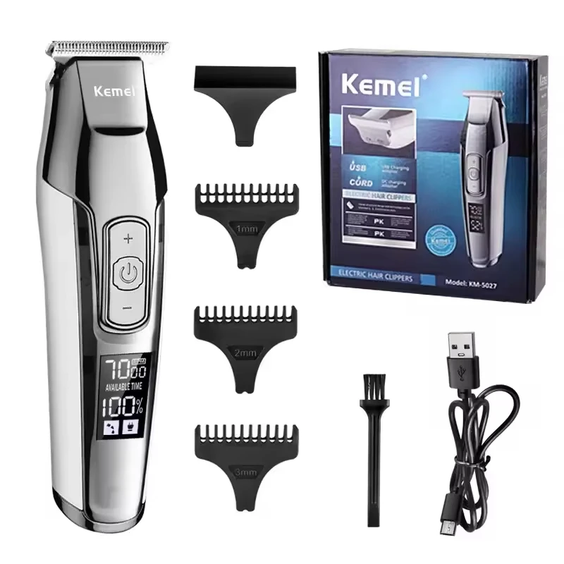 Kemei KM-5027 Original Electric Hair Clipper Rechargeable Hair Trimmer LCD Display Hairdresser Professional Cutting Machine