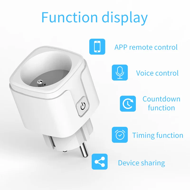 Tuya Smart Plug WiFi&Bluetooth FR Socket 16A with Power Monitor Voice Control Timing Smart Life Control Works with Alexa Google