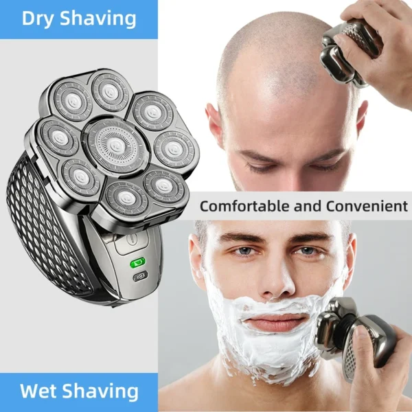 6 in 1 Professional men Waterproof electric shaver with 9 Cutter Floating Head, USB Rechargeable Multifunction Grooming Kit