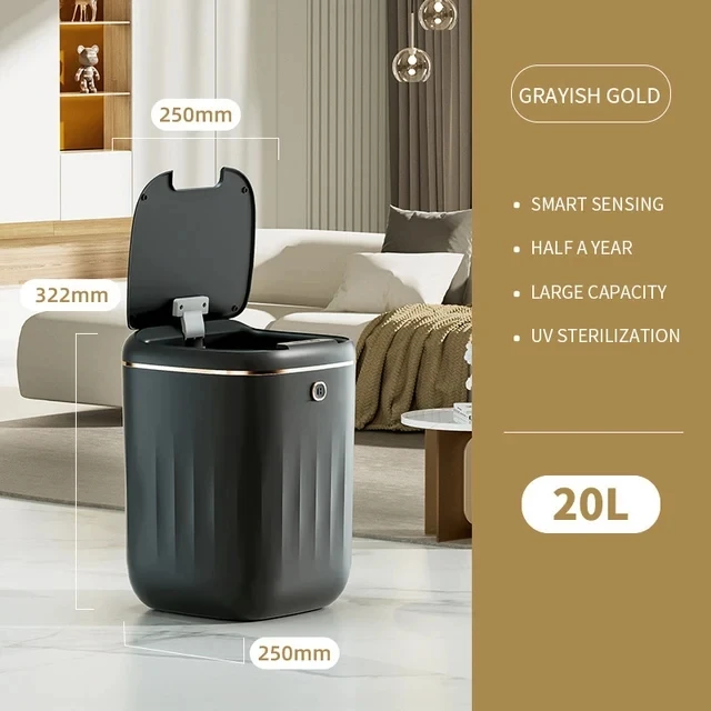 20L Smart Trash Can Bathroom Automa Sensor Dustbin Electric Waste Bin Waterproof Wastebasket For Kitchen Recycling Trash
