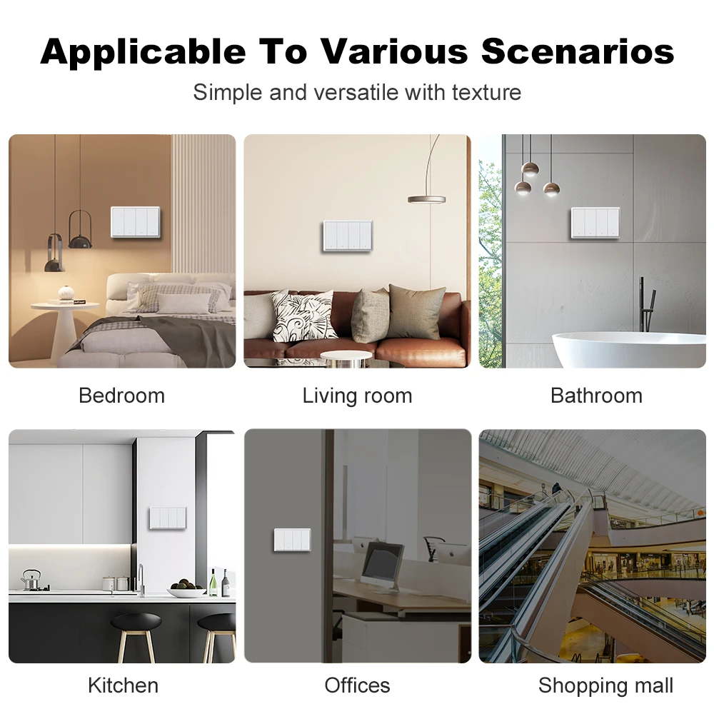Tuya Smart zigbee Switch No Neutral Wire Required No Capacitor Wall Button Light Switches Work With Alexa Google Home