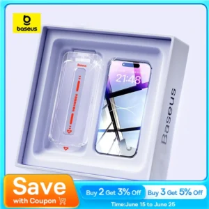 Baseus 0.4mm Corning Tempered Glass for iPhone 16 15 14 13 Pro Max Plus Screen Protector Anti-Peeping Auto Installation Film