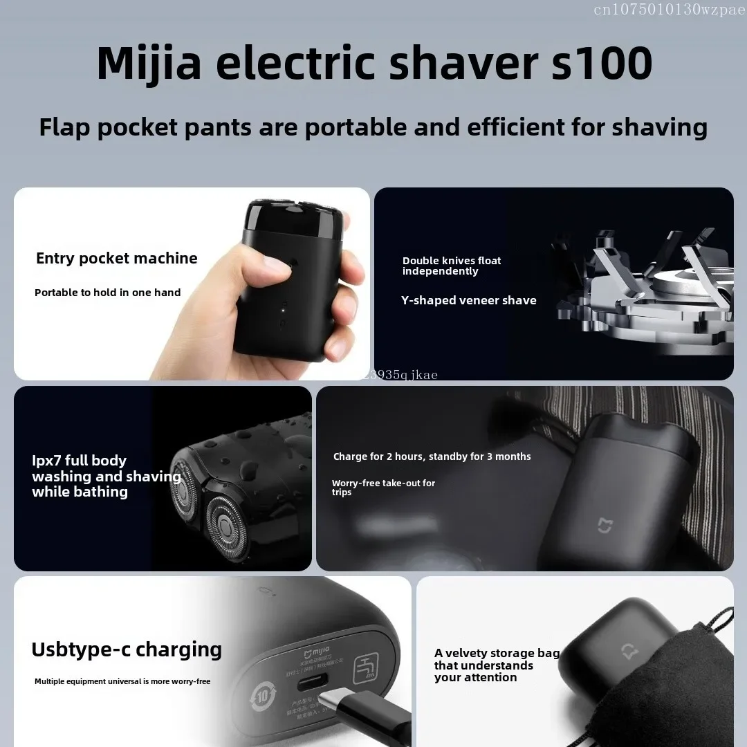 XIAOMI MIJIA S100 Electric Shaver Twin Blade Portable Dry Wet Razor Beard Trimmer Cutter USB Rechargeable For Men Razors Machine
