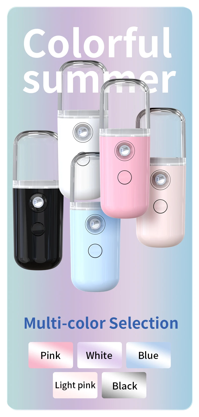 Portable Rechargeable Small Facial Steamer 30ml Mini Humidifier Home Wireless Nano Personal Face Hydrat Sprayer Cool Mist Maker