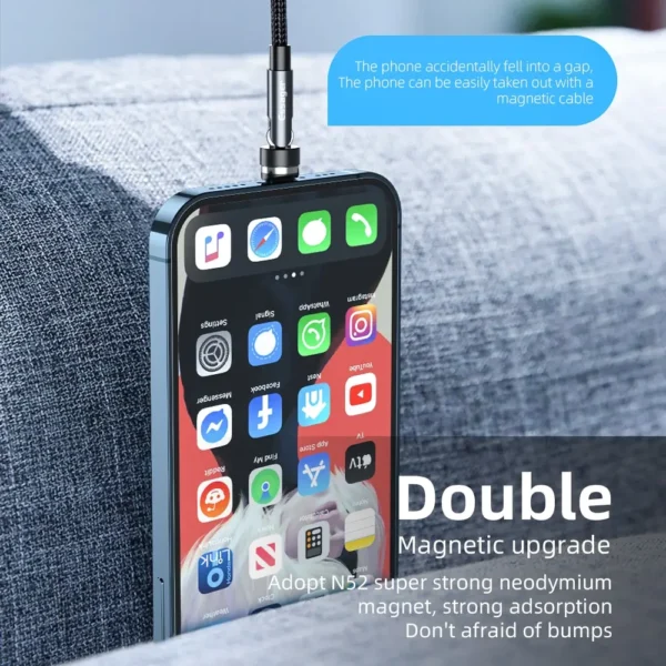 Essager 540 Rotate 3A Fast Charging Magnetic Cable Micro USB Type C Cable For iPhone Xiaomi Magnet Charger Phone Data Wire Cord
