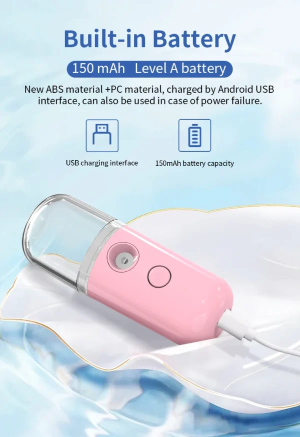 Portable Rechargeable Small Facial Steamer 30ml Mini Humidifier Home Wireless Nano Personal Face Hydrat Sprayer Cool Mist Maker
