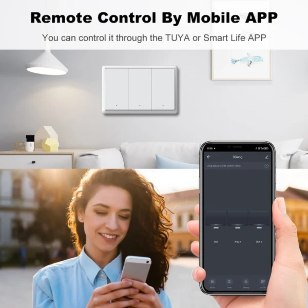 Tuya Smart zigbee Switch No Neutral Wire Required No Capacitor Wall Button Light Switches Work With Alexa Google Home