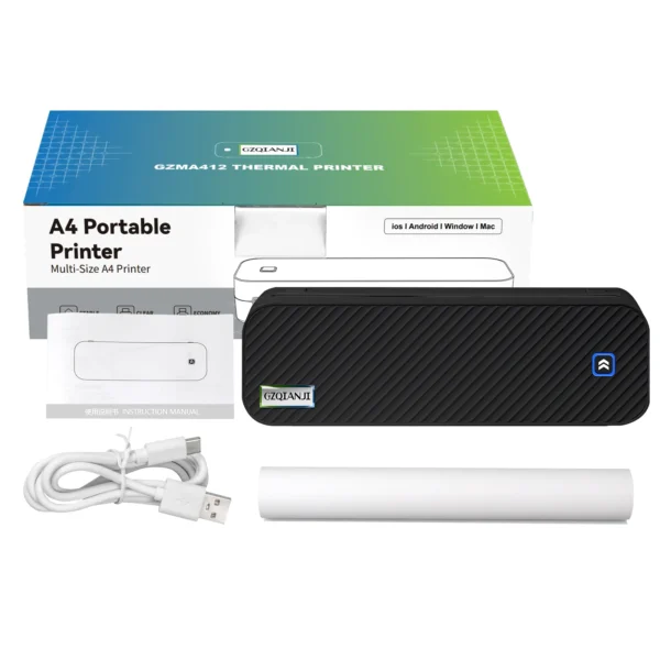 Inkless Portable A4 Thermal Printer Bluetooth PDF Excel Word Document Printing Machine Paper Roll For Office Work Home School