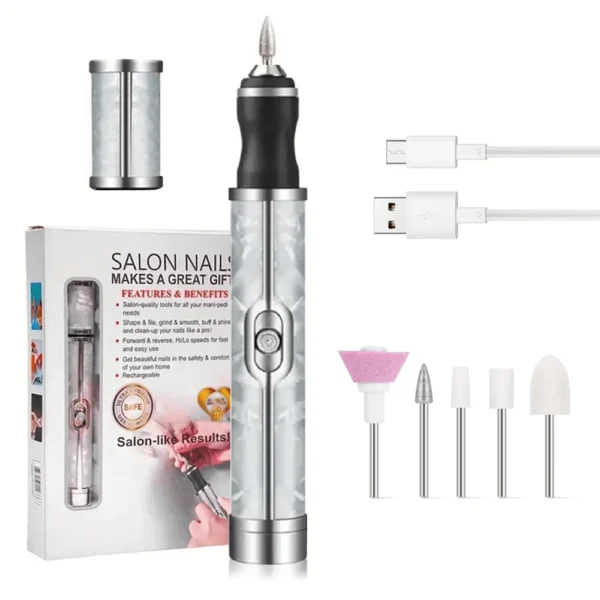 LINMANDA Electric Nail File Set Nails 4 Speeds Cordless Acrylic Nail Tool Thick Nails Edge Shaping Polishing Grinding Nursing