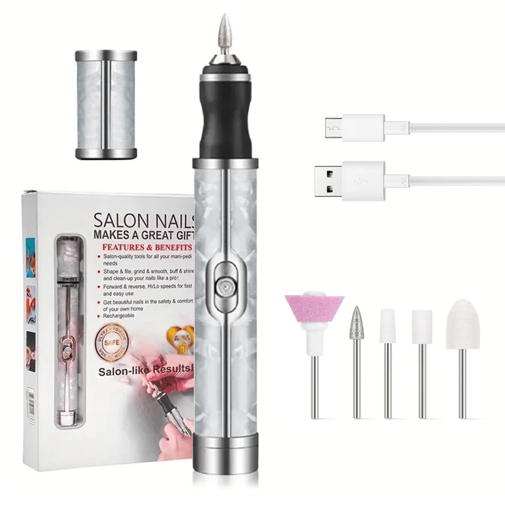 LINMANDA Electric Nail File Set Nails 4 Speeds Cordless Acrylic Nail Tool Thick Nails Edge Shaping Polishing Grinding Nursing