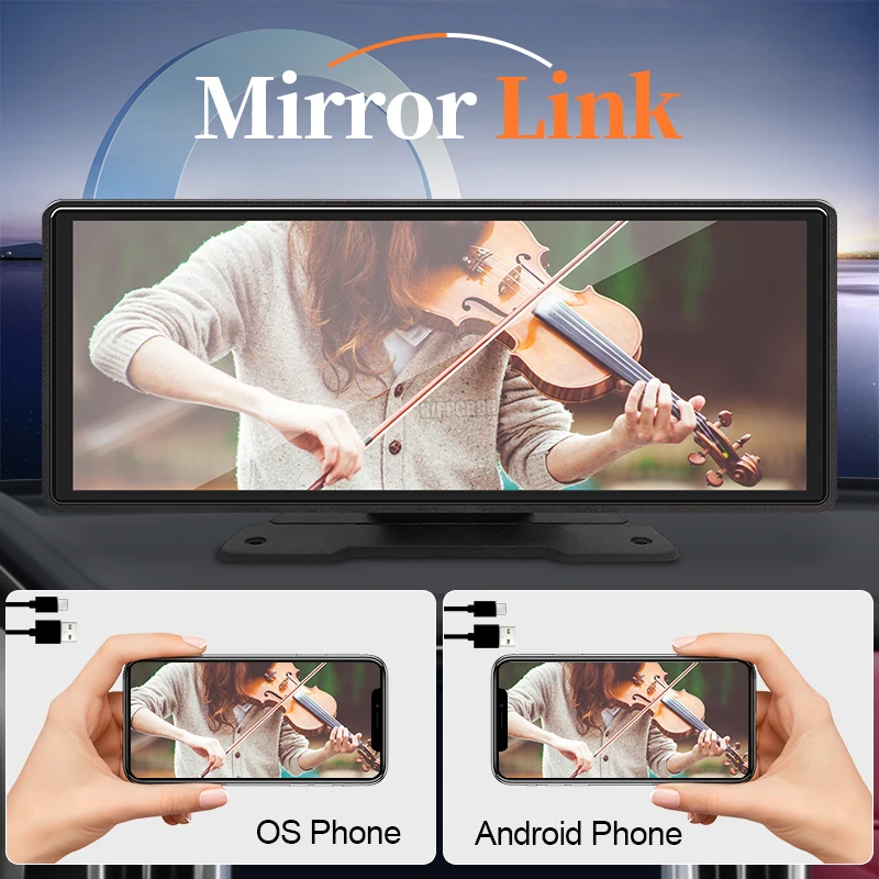 Hippcron 10.26” CarPlay Android Auto Car Radio Multimedia Video Player IPS Touch Screen With AUX USB Support Rearview Camera