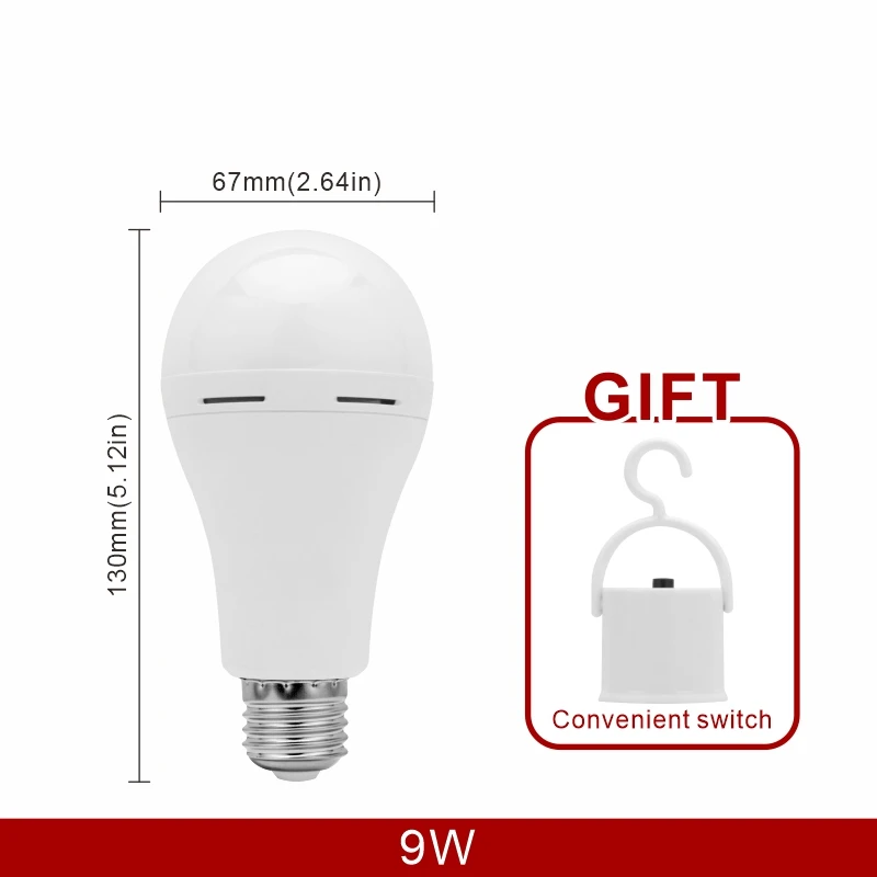 LED Rechargeable Light Bulb 7w 9w 12w 15w 1200mAh 85-265V Emergency Bulb for Home Power Failure Camping Tent Porch Garden Lamp