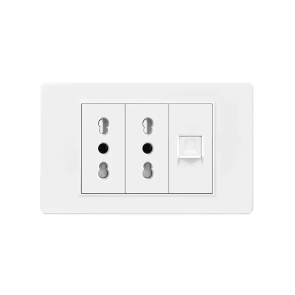 Italy Chile  Standard Outlet with USB Smart Type-c 20W Fast Charging, Dual USB Wall Socket Chile Plug Plastic Panel Light Switch