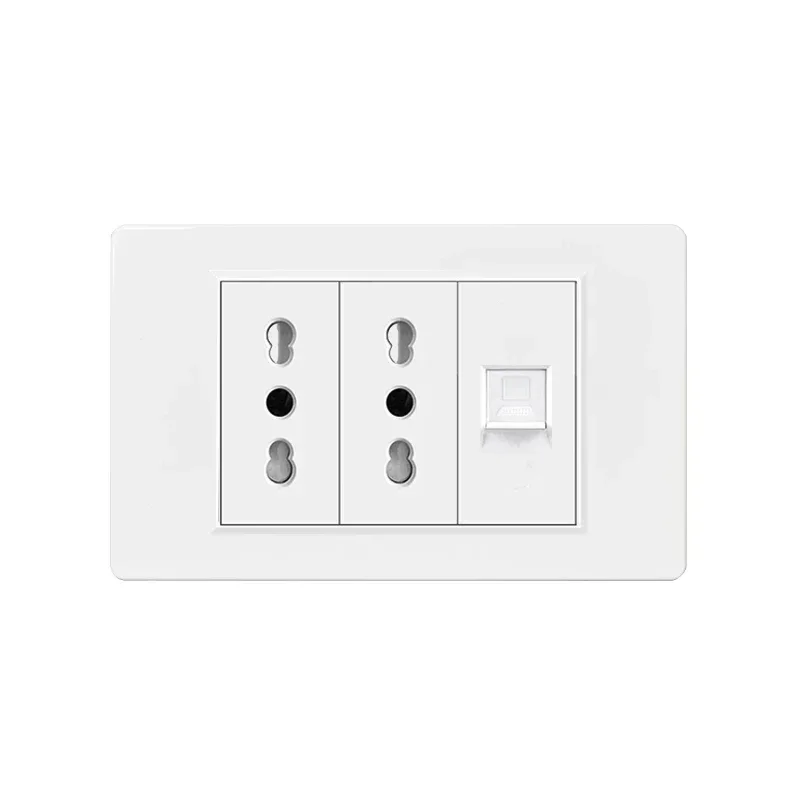 Italy Chile  Standard Outlet with USB Smart Type-c 20W Fast Charging, Dual USB Wall Socket Chile Plug Plastic Panel Light Switch
