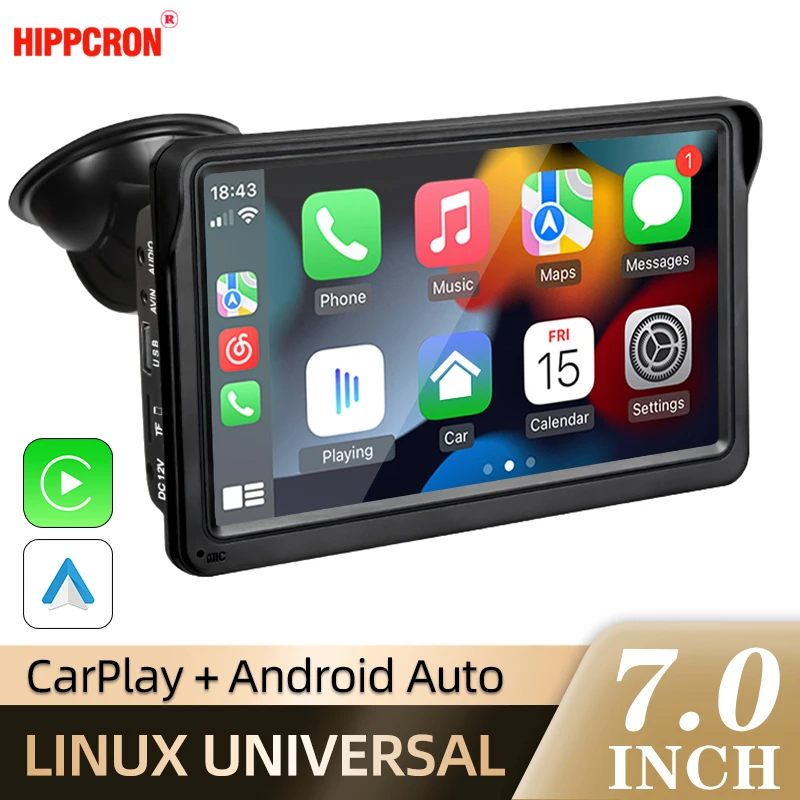 Sb0e42a0663c74a4f97ca540fdd668a6a5.webp Hippcron 7inch Car Radio Multimedia Video Player Wireless Carplay And Wireless Android Auto Portable Universal Touch Screen