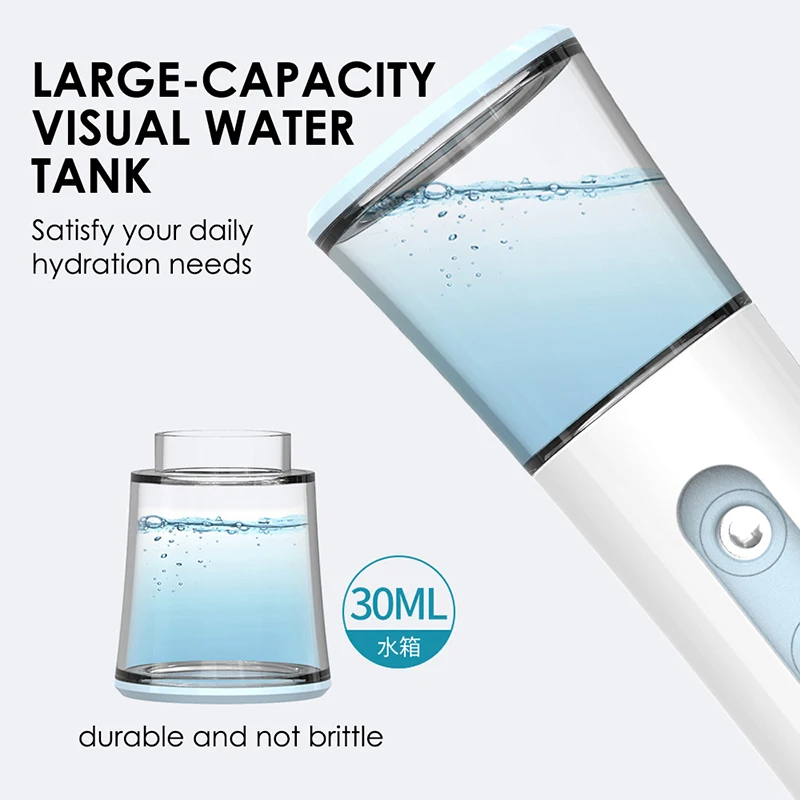 Double Spray-head Nano Mist Sprayer Mini Hydrating Humidifier Skin Care LED Display Portable Facial Steamer Handheld Nebulizer