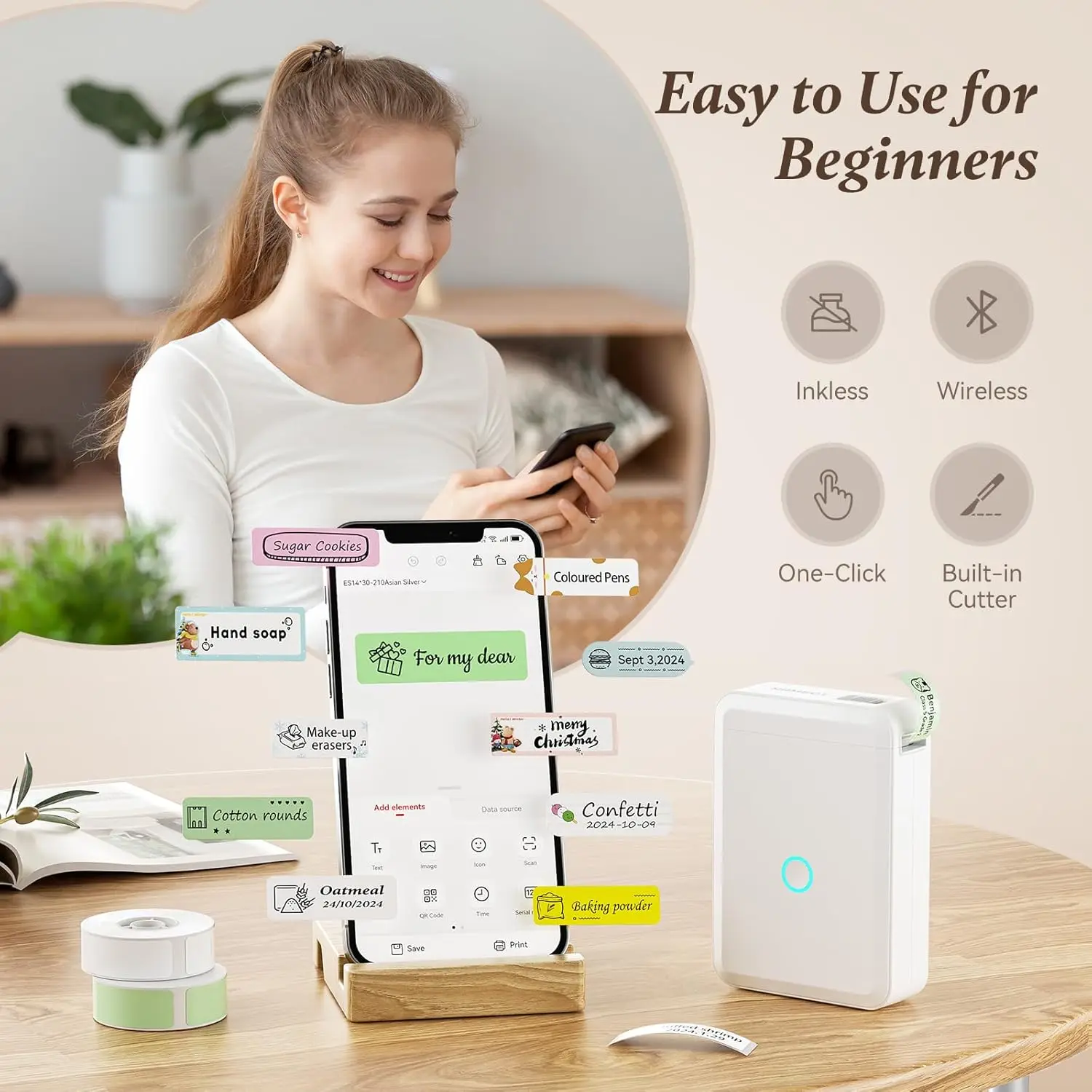 Niimbot D110 Smart Portable Label Printer Mini Pocket Thermal Sticker Maker Self-adhesive Label Papers For Office Home USE