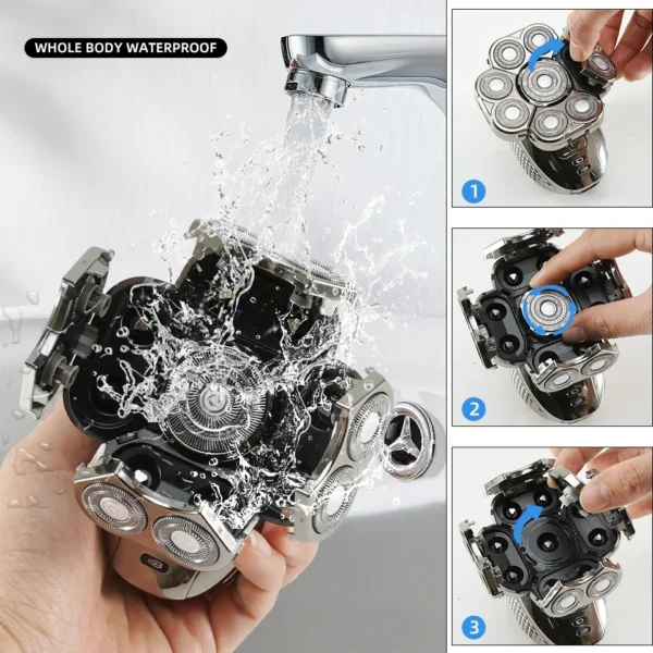 6 in 1 Professional men Waterproof electric shaver with 9 Cutter Floating Head, USB Rechargeable Multifunction Grooming Kit