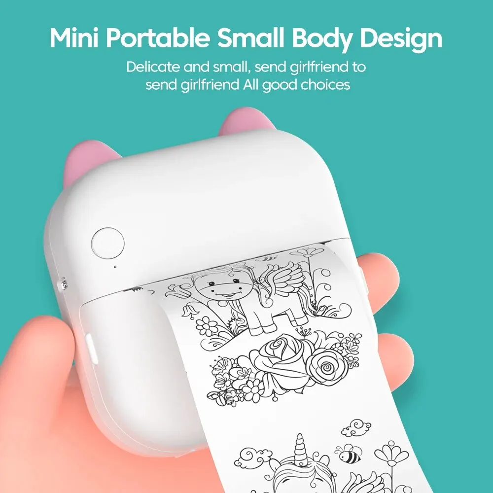 Mini printer, Thermal Printer Ink-free Portable Sticker Printer Compatible with IOS and Android, Wireless Photo Printing Tags