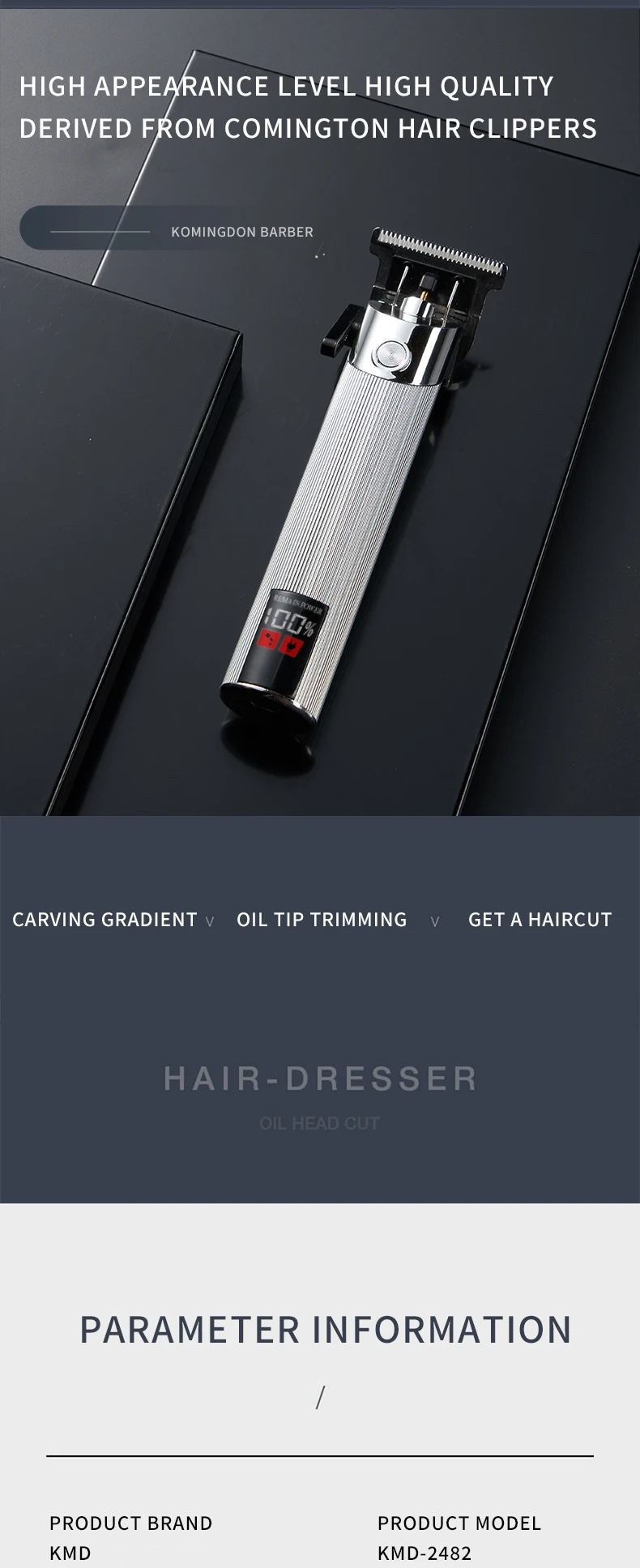 Youpin Komingdon Cordless Zero Gapped Trimmer Hair Clipper Professional Barber Shop Men's Haircut Machine for Beard Barbershop