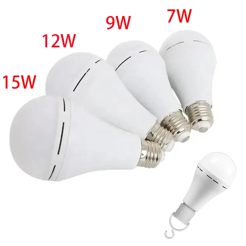 Emergency LED Light Bulb E27 7w 9w 12w 15w Rechargeable 1200mAh Battery 85-265V 110V 220V for Camping Tent Lamp Outdoor Lighting