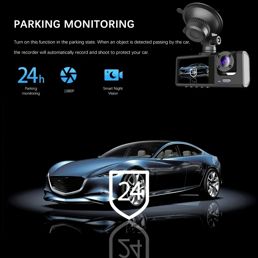 Dash Cam for Cars WIFI APP Car DVR 3 Channel Front Camera Video Recorder Rear View Camera for Vehicle Black Box Car Assecories