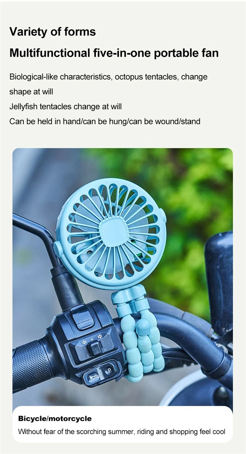 Mini Handheld Octopus Folding Fan Multi Functional Five In One Portable Fan Silent Home Dormitory Baby Stroller Multiple Scenes