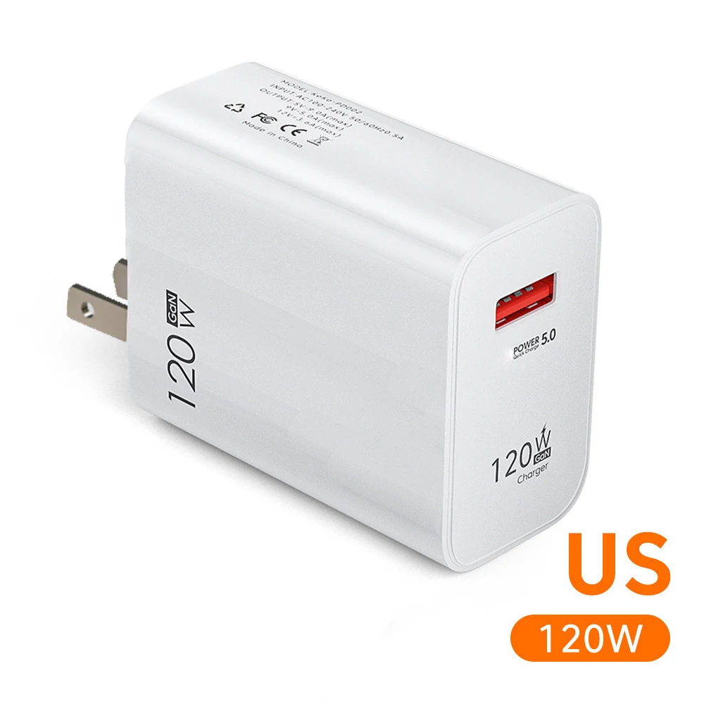 USB Charger 120W Quick Charge EU/US Plug Phone Charger Adapter For iPhone Samsung Xiaomi Huawei Type C Cable Fast Charge Charger