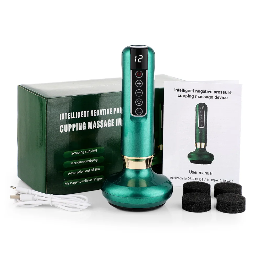 Electric Cupping Massage Device Chinese Vacuum Guasha Suction Jars Infrared Heating for Back Scraping Can Fatigue Relieve Health