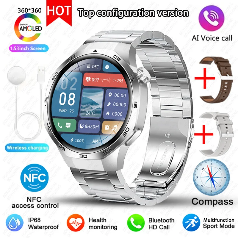New For Huawei Watch GT5 Pro Smart Watch HD AMOLED Screen NFC GPS Tracker Bluetooth Call Health Waterproof Smartwatch Men Women