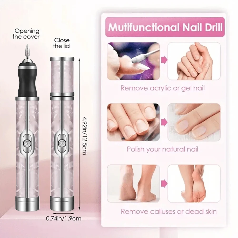 LINMANDA Electric Nail File Set Nails 4 Speeds Cordless Acrylic Nail Tool Thick Nails Edge Shaping Polishing Grinding Nursing
