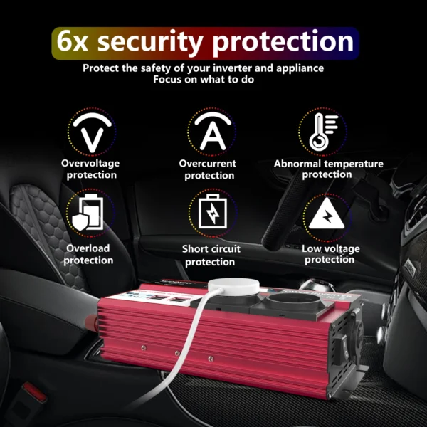 SUDOKEJI 3000W 4000W (MAX POWER)Power Inverter for Car Inverter RV Boat 500W 800W DC 12V 24V To 120V 220V EU US UK Global Socket
