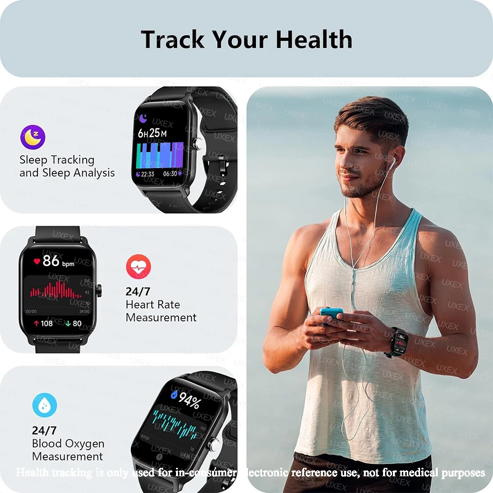 Smart Watch Plus Men Women 1.77 Full Touch Screen Sports Fitness Watch Bluetooth Call Android Phone Digital Multidial Smartwatch