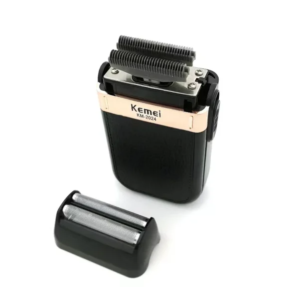 Kemei KM-2024 Electric Shaver Professional USB Rechargeable Men's Electric Shaver Leather Shell Waterproof Beard Trimmer Shaver