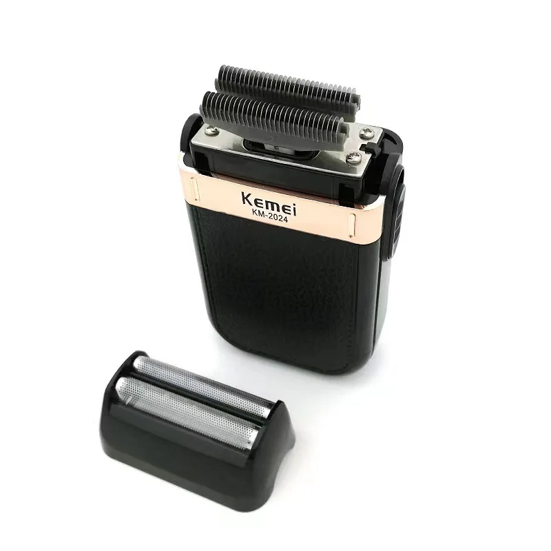 Kemei KM-2024 Electric Shaver Professional USB Rechargeable Men's Electric Shaver Leather Shell Waterproof Beard Trimmer Shaver
