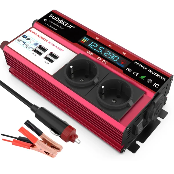 SUDOKEJI 3000W 4000W (MAX POWER)Power Inverter for Car Inverter RV Boat 500W 800W DC 12V 24V To 120V 220V EU US UK Global Socket