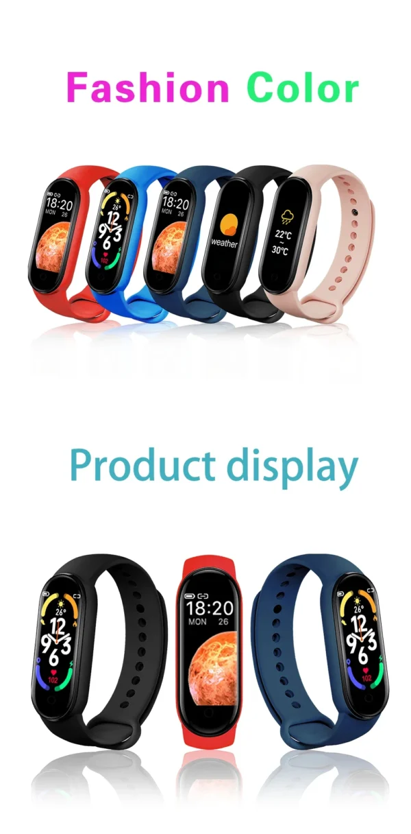 M7 Smart Band Watch Silicone Heart Rate Smart Band Varied Dials Fitness Tracker Blood Pressure Sport Bracelet For Mi Band 7
